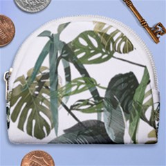 Botanical Illustration Palm Leaf Horseshoe Style Canvas Pouch