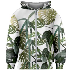 Botanical Illustration Palm Leaf Kids  Zipper Hoodie Without Drawstring