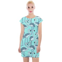 Bird Flemish Picture Cap Sleeve Bodycon Dress