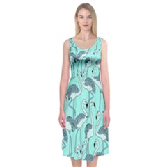 Bird Flemish Picture Midi Sleeveless Dress by Mariart