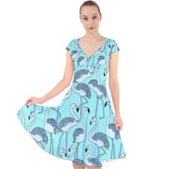 Bird Flemish Picture Cap Sleeve Front Wrap Midi Dress by Mariart