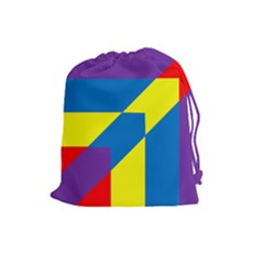 Colorful Red Yellow Blue Purple Drawstring Pouch (large) by Mariart