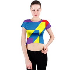 Colorful Red Yellow Blue Purple Crew Neck Crop Top by Mariart