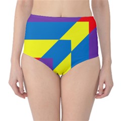 Colorful Red Yellow Blue Purple Classic High-waist Bikini Bottoms by Mariart