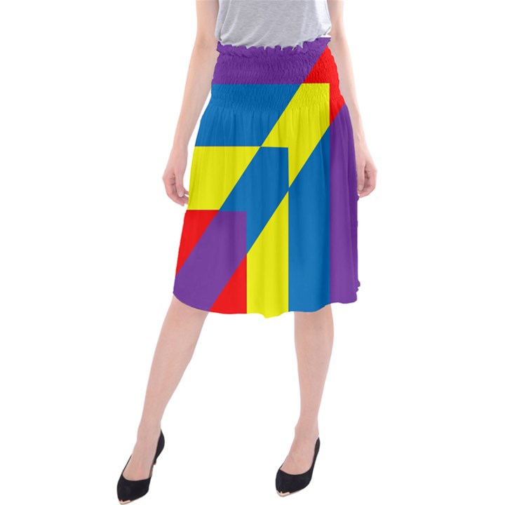 Colorful Red Yellow Blue Purple Midi Beach Skirt