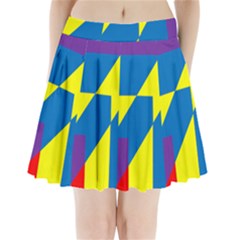 Colorful Red Yellow Blue Purple Pleated Mini Skirt by Mariart