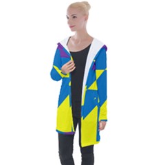 Colorful Red Yellow Blue Purple Longline Hooded Cardigan