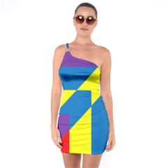 Colorful Red Yellow Blue Purple One Soulder Bodycon Dress by Mariart