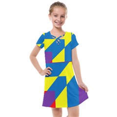 Colorful Red Yellow Blue Purple Kids  Cross Web Dress by Mariart