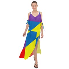 Colorful Red Yellow Blue Purple Maxi Chiffon Cover Up Dress by Mariart