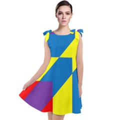 Colorful Red Yellow Blue Purple Tie Up Tunic Dress by Mariart