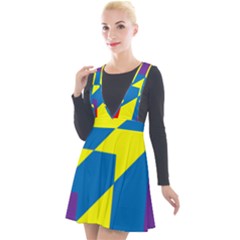 Colorful Red Yellow Blue Purple Plunge Pinafore Velour Dress by Mariart