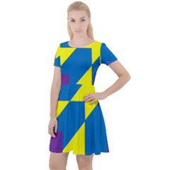 Colorful Red Yellow Blue Purple Cap Sleeve Velour Dress  by Mariart