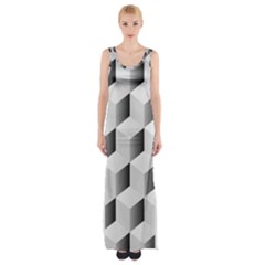 Cube Isometric Maxi Thigh Split Dress by Mariart