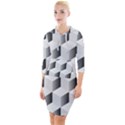 Cube Isometric Quarter Sleeve Hood Bodycon Dress View1