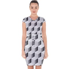 Cube Isometric Capsleeve Drawstring Dress 