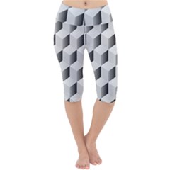 Cube Isometric Lightweight Velour Cropped Yoga Leggings by Mariart