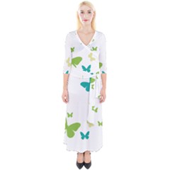 Butterfly Quarter Sleeve Wrap Maxi Dress by Mariart