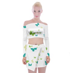 Butterfly Off Shoulder Top With Mini Skirt Set by Mariart