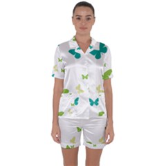 Butterfly Satin Short Sleeve Pyjamas Set by Mariart