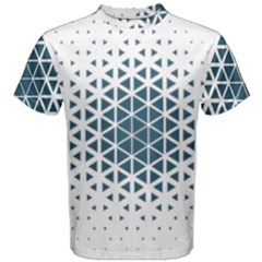 Business Blue Triangular Pattern Men s Cotton Tee by Mariart