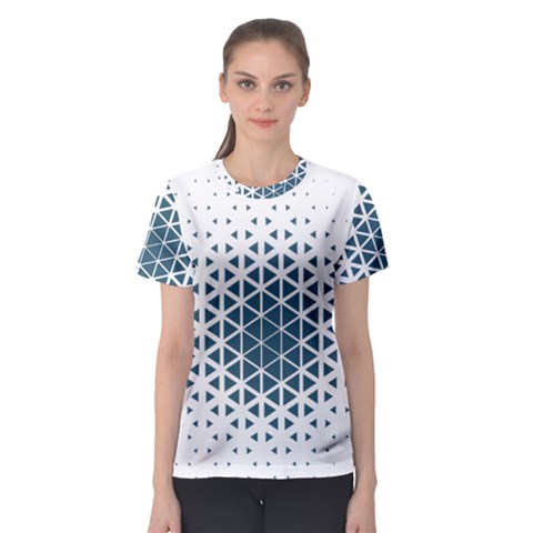 Business Blue Triangular Pattern Women s Sport Mesh Tee by Mariart