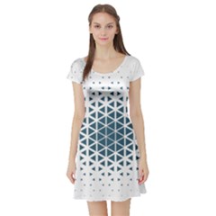 Business Blue Triangular Pattern Short Sleeve Skater Dress by Mariart