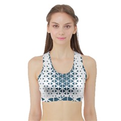 Business Blue Triangular Pattern Sports Bra With Border by Mariart