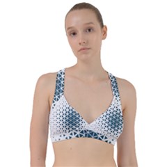 Business Blue Triangular Pattern Sweetheart Sports Bra by Mariart