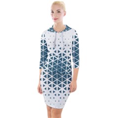 Business Blue Triangular Pattern Quarter Sleeve Hood Bodycon Dress