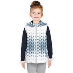 Business Blue Triangular Pattern Kids  Hooded Puffer Vest