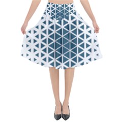 Business Blue Triangular Pattern Flared Midi Skirt by Mariart