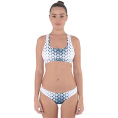 Business Blue Triangular Pattern Cross Back Hipster Bikini Set by Mariart