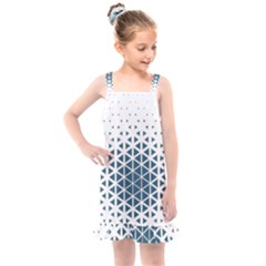 Business Blue Triangular Pattern Kids  Overall Dress