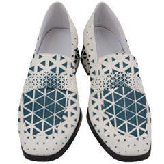 Business Blue Triangular Pattern Women s Chunky Heel Loafers