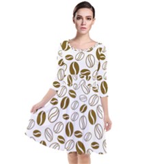 Coffee Beans Vector Quarter Sleeve Waist Band Dress