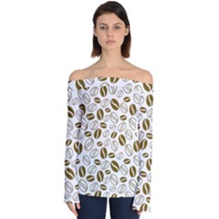 Coffee Beans Vector Off Shoulder Long Sleeve Top