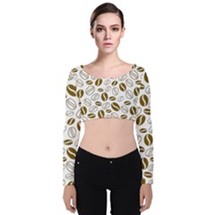 Coffee Beans Vector Velvet Long Sleeve Crop Top