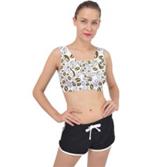 Coffee Beans Vector V-back Sports Bra by Mariart