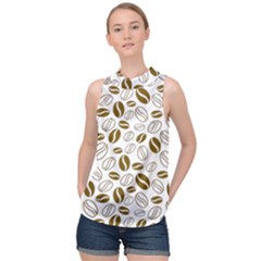 Coffee Beans Vector High Neck Satin Top