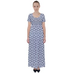 Decorative Ornamental High Waist Short Sleeve Maxi Dress