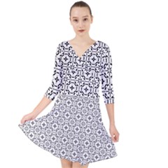 Decorative Ornamental Quarter Sleeve Front Wrap Dress