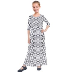 Decorative Ornamental Kids  Quarter Sleeve Maxi Dress