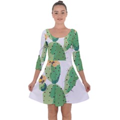 Cactaceae Thorns Spines Prickles Quarter Sleeve Skater Dress