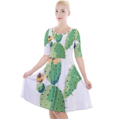 Cactaceae Thorns Spines Prickles Quarter Sleeve A-line Dress