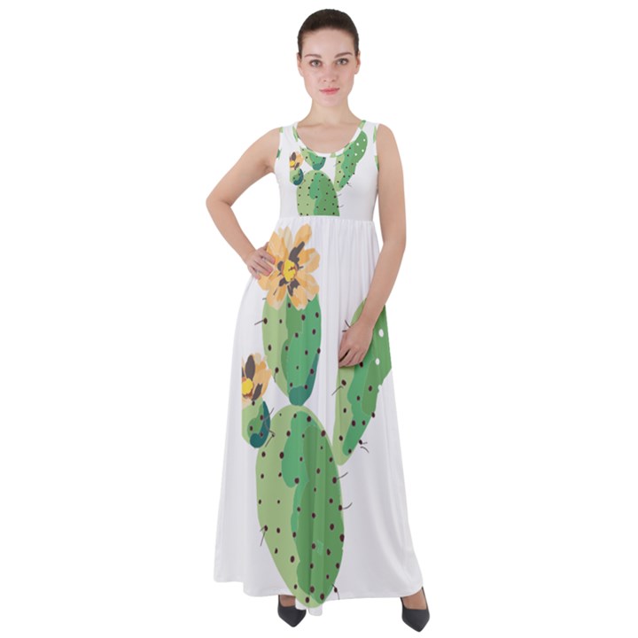 Cactaceae Thorns Spines Prickles Empire Waist Velour Maxi Dress