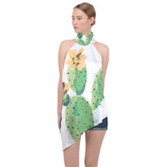 Cactaceae Thorns Spines Prickles Halter Asymmetric Satin Top