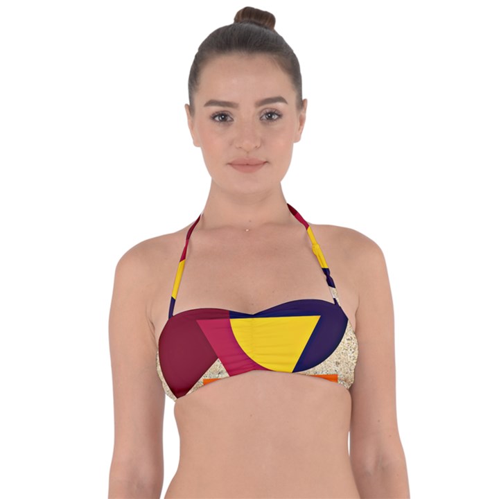 Circle Half Circle Colorful Halter Bandeau Bikini Top