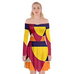 Circle Half Circle Colorful Off Shoulder Skater Dress by Mariart