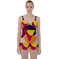 Circle Half Circle Colorful Tie Front Two Piece Tankini by Mariart